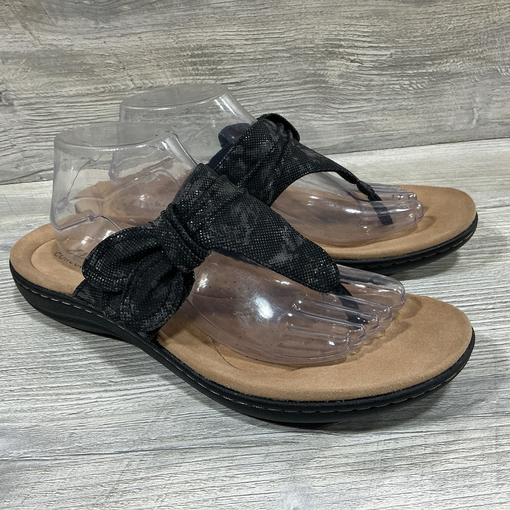 Clarks Collection Laurieann Rae Thong Sandals Women's Black Slip On Size 11 M